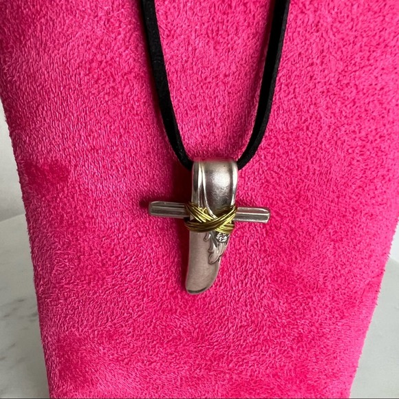 Adoration Cross Necklace Handcrafted Spoon Silver - Picture 4 of 12